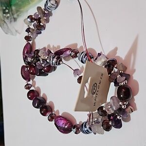 Vtg glass bead mayflower necklace lace around 15"